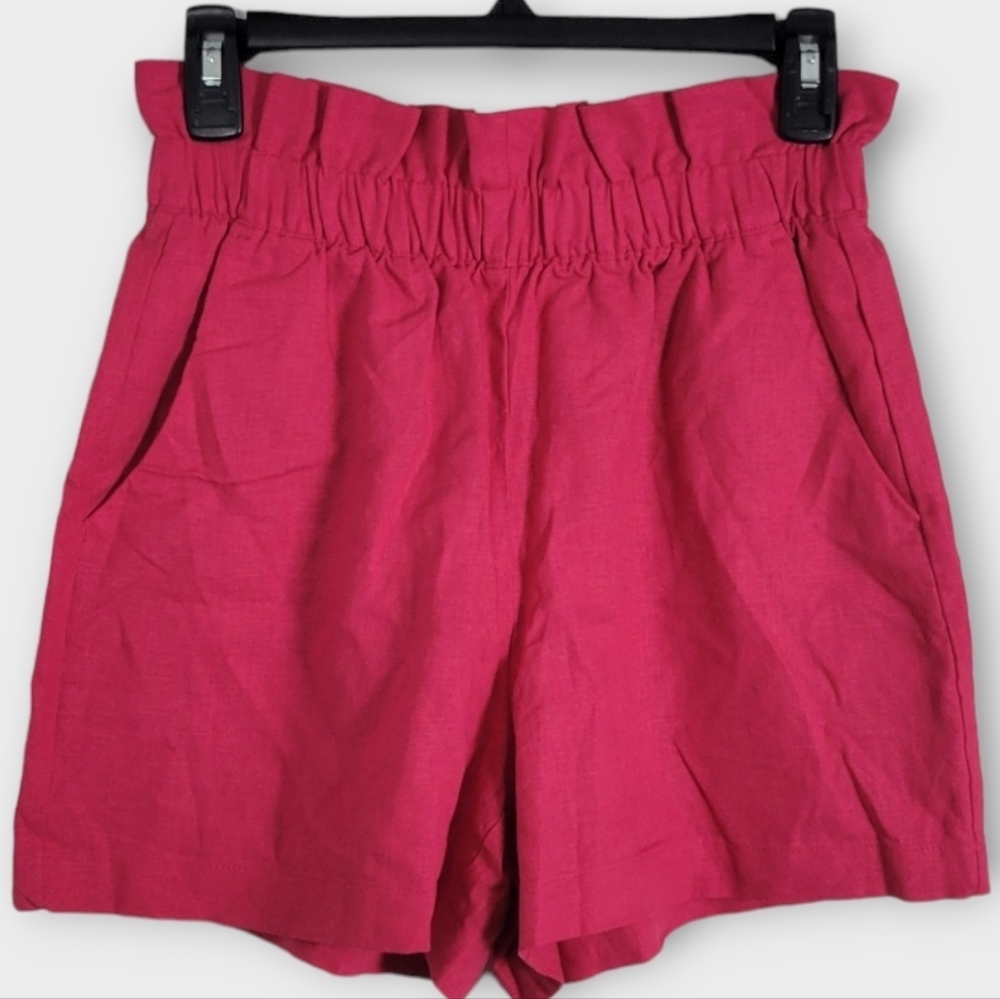 Express Women's Size Extra Small Hot Pink Barbie High Waist Linen Blend Shorts
